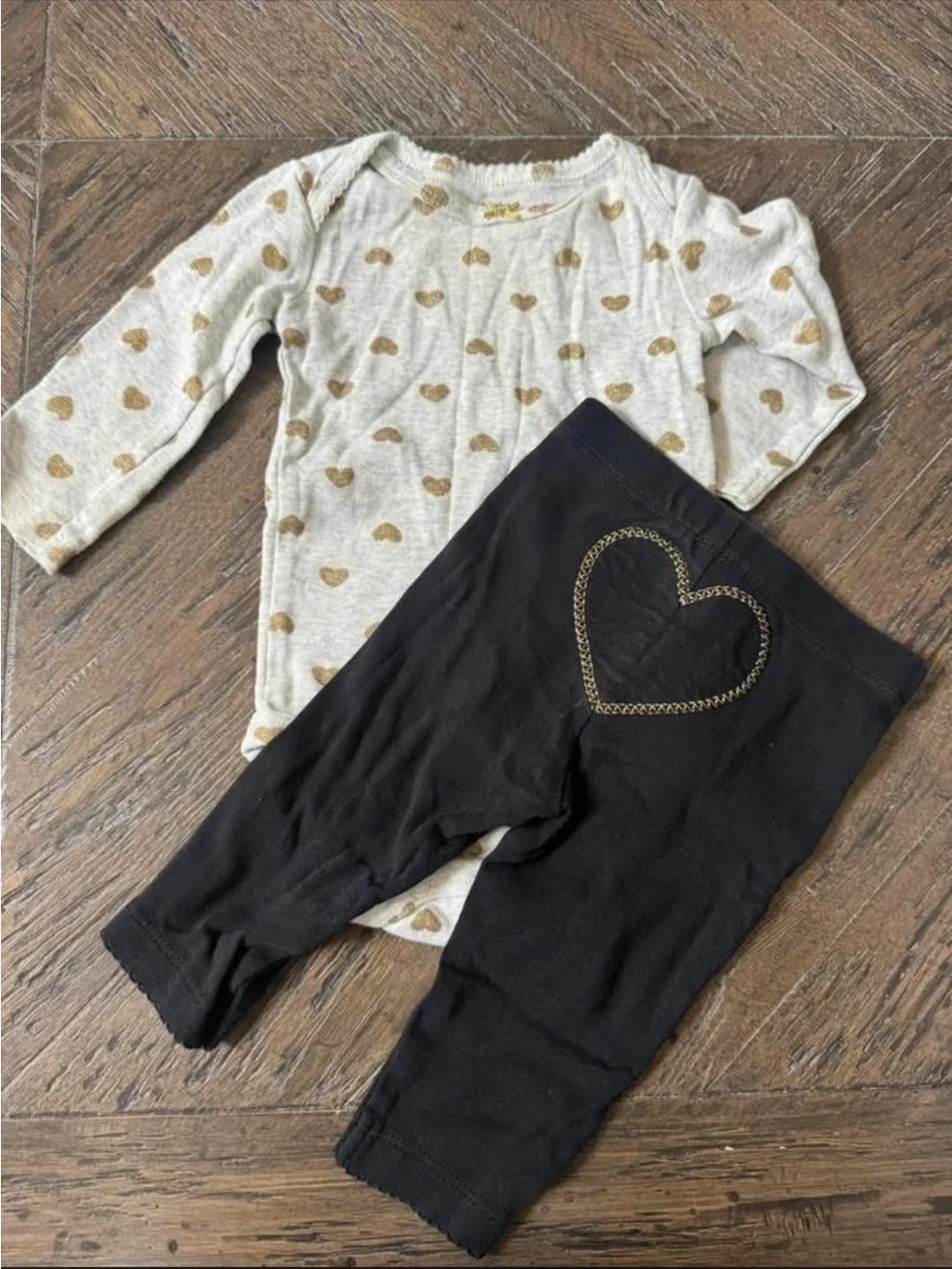 Carter's Cream and Black Heart Print Baby Matching Set